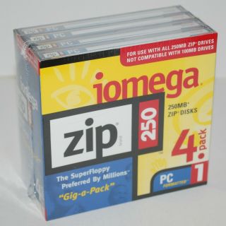Iomega 250 Mb Zip Disk Four (4) Pack Vintage Nos 90 