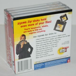 Iomega 250 MB Zip Disk FOUR (4) Pack Vintage NOS 90 ' s Computer Storage 2