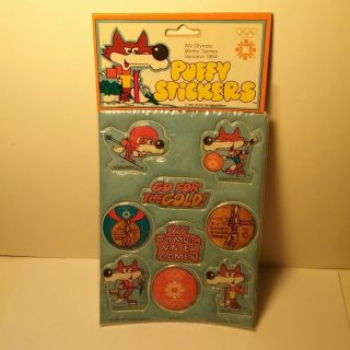 Vucko Wolf Puffy Stickers - Sarajevo 1984 Olympics Mascot - Vintage - Type B