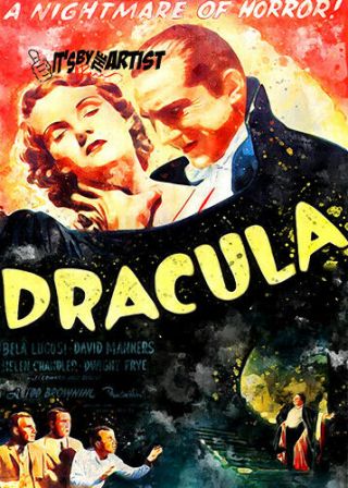 Aceo Atc Sketch Card - Dracula 1931 Miniature Vintage Movie Poster