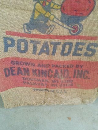 Vintage Dean Kincaid Palymra Wisconsin Burlap Potatoe Sack Bag 100 pounds Rare 2