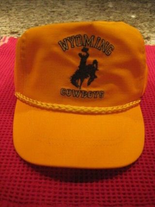 Vintage Wyoming Cowboys Football Yellow Hat Cap Adjustable Made In America