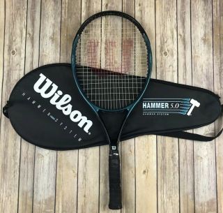 Vintage Wilson Hammer System 5.  0 Dual Taper Beam Pws Tennis Racquet Graphite 4.  5