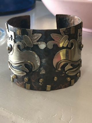 Vintage Copper Native American Cuff Bracelet Made In Mexico