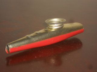 Kazoo Made By Kazoo Co.  Metal Musical Toy Red & Silver Vintage