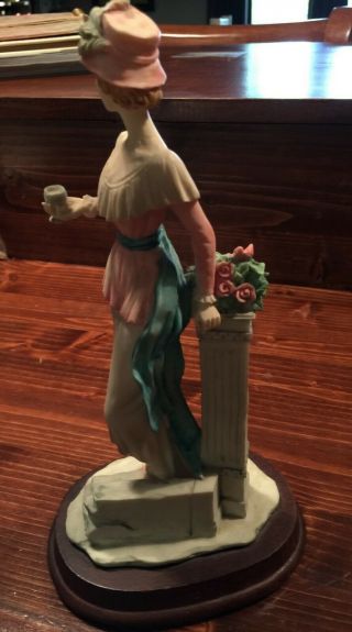 Vintage Porcelain Lady Figurine on Wood Pedestal 9 