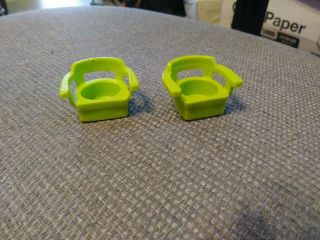 Vintage Fisher Price Little People 952 Kitchen Green Captain Chairs Set Of 2