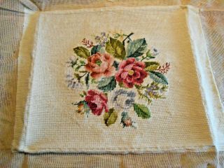 Vintage Needlepoint/cross Stitch Floral Design 17 " X 20 " Flowers