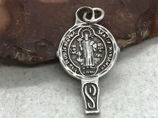 Vintage Old Sterling Silver Catholic Pendant Medal Charm