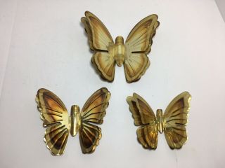 Vintage Brass Metal Butterfly Wall Hanging Set Of 3 Home Wall Decor