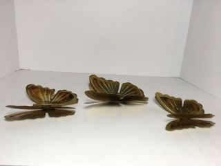 Vintage Brass Metal Butterfly Wall Hanging Set Of 3 Home Wall Decor 5