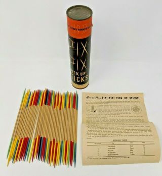 Vintage 1937 Whitman Pix Pix Pick Up Sticks Game With Instructions & 41 Sticks