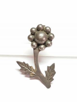 Vintage Taxco Mexico 925 Sterling Silver Flower Brooch Pin Pendant