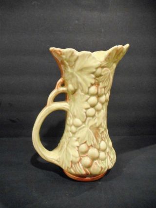 Vintage Mccoy Pottery Yellow Pitcher With Grapes,  Vines & Leaves 9 1/2 " Fine