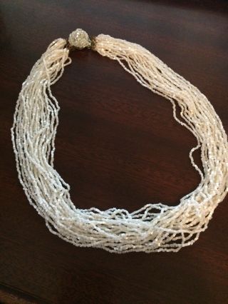 Vintage Multi Strand Iridescent Seed Bead Choker Necklace