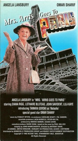 Mrs.  Arris Goes To Paris Vhs 1992 Angela Lansbury Diana Rigg Omar Sharif Vintage