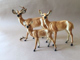 Breyer Deer Family: Buck,  Doe And Fawn,  Vintage 1974,  Traditional Model 3123