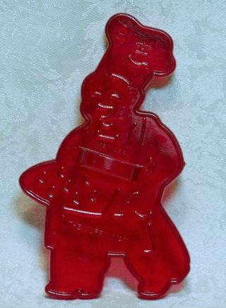 Vintage Hrm Red Plastic Cookie Cutter - Muffin Man Chef Baker Nursery Rhyme