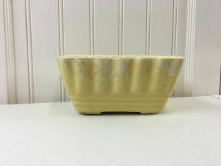 Vintage Usa Yellow Glazed Ruffled Scalloped Rectangle Pottery Planter