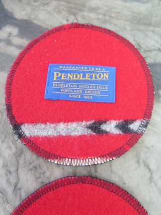Set of 6 Vintage Round PENDLETON Wool Blanket Drink Coasters 2