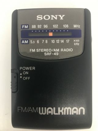 Vintage Sony Srf - 49 Am/fm Walkman Portable Pocket Radio Only Great