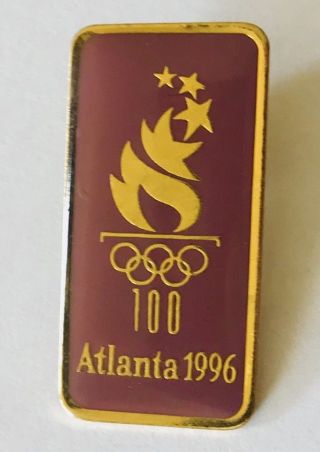 Atlanta 1996 Olympics Torch Flame 100 Years Purple Pin Badge Vintage (e9)