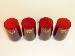 Set of 4 Royal Ruby RED Anchorglass Anchor Hocking 5 
