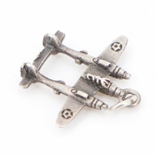 Vtg Sterling Silver - Wwii Army Air Force Fighter Plane Bracelet Charm - 1.  5g