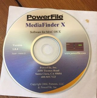 Vintage 2004 Powerfile Mediafinder V1.  0.  4 Mac Os X Software Disc Activation Code
