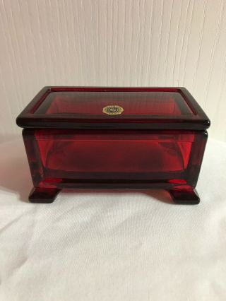Vintage Westmoreland Glass Ruby Red Trinket Jewelry Box Treasure Chest