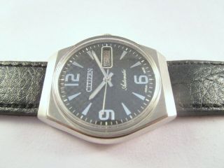 Vintage Citizen 21 Jewels Date Automatic Black Face Japan Wrist Watch P257
