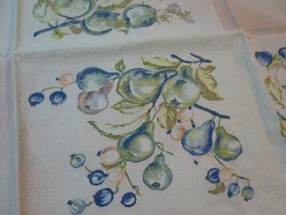 Vintage Cotton Printed Tablecloth Fruits Blue/green Print Pink Shading