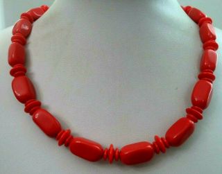 Stunning Vintage Estate Signed Crown Trifari Red Bead 24 3/4 " Necklace 5407z