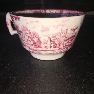 Vintage Red Pink Enoch Woods English Scenery Coffee Cup Woods Ware England