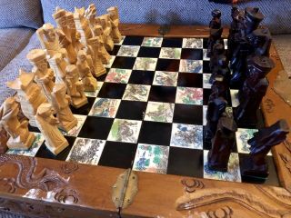 Vintage Chinese Asian Chess Board Game Set
