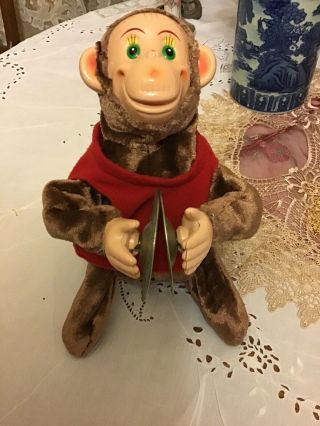 Vintage Mechanical Monkey With Cymbals Battery Operated