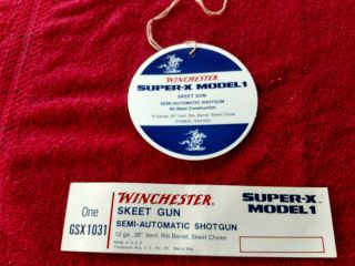 Factory Winchester X - 1 Skeet Shotgun Hanging Tag & End Label