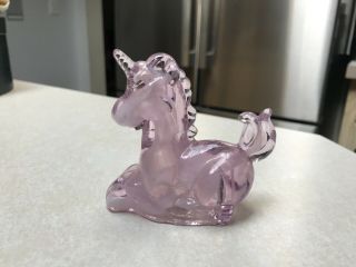 Vtg Boyd Glass Lucky Unicorn Figurine Lavender Opalescent