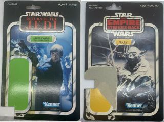 Vintage Star Wars Kenner Luke Jedi Rotj 65 - A Cardback & Yoda Esb 41 - D Cardback