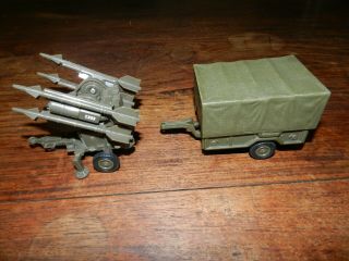 Vintage Ray Army Anti - Aircraft Missile Launcher Rocket Tank Trailer - Marx T