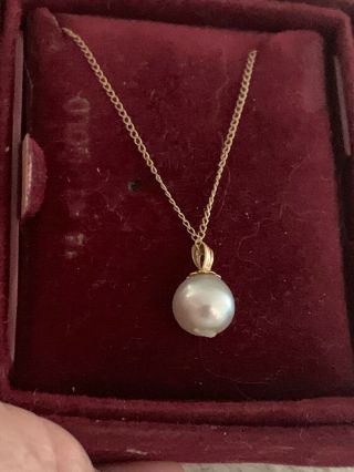 Nwt Vintage Pearl Solitaire Pendant Gold Filled Chain Necklace