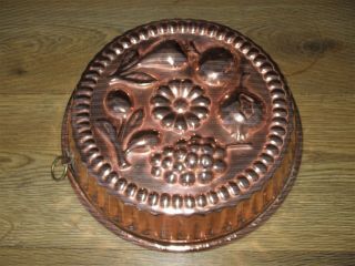 Vintage French Copper Large Gateau Baking Mould Tin Lined Hanging Ring