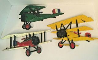 Set Of 3 Wall Plaques Airplanes By Sexton Vintage Homco 1975 Cast Metal 1232