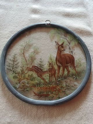Vintage Flue Cover With Deer And Fawns