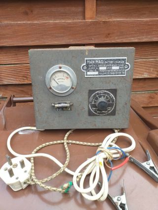 Rare Vintage Manmag Battery Charger Not But May Be Repaired 9x7x7 Inches