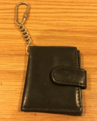 Vintage Wilsons Black Leather Picture Holder Key Chain