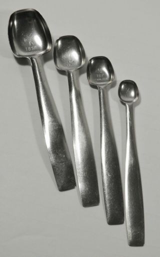 Vintage 4pc Stainless Steel Measuring Spoons 1tbsp,  1 Tsp,  1/2 Tsp 1/4 Tsp
