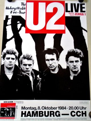 U2 - Orig.  Vintage Poster / 1984 Unforgettable Fire / Exc.  Cond.  / 20 X 28 "