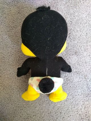 Vintage 1995 Tyco Lovables Baby Daffy Duck w/Diaper Plush Toy Looney Tunes 2