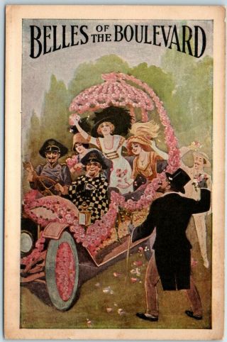 Vintage Advertising Postcard " Belles Of The Boulevard " Follies Vaudeville C1910s